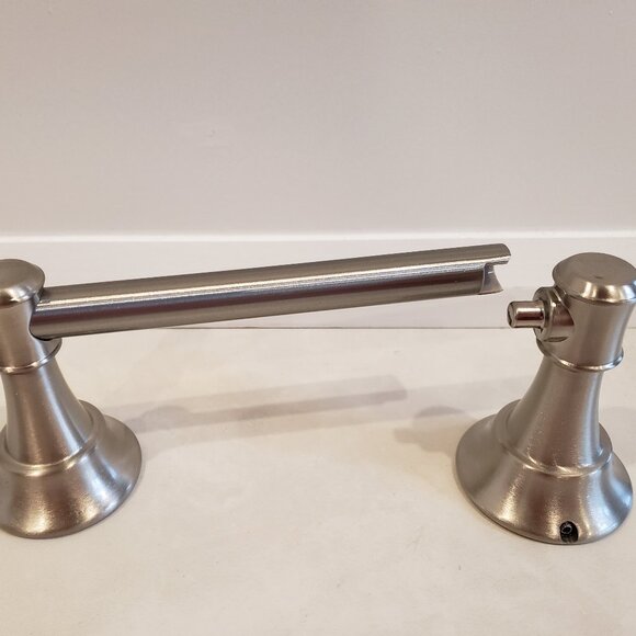 Pivoting Double Post Bathroom Toilet Roll/Toilet Paper Holder in Brushed Nickel - Picture 3 of 6